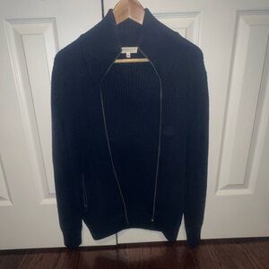 Navy Blue Zip-Up Sweater